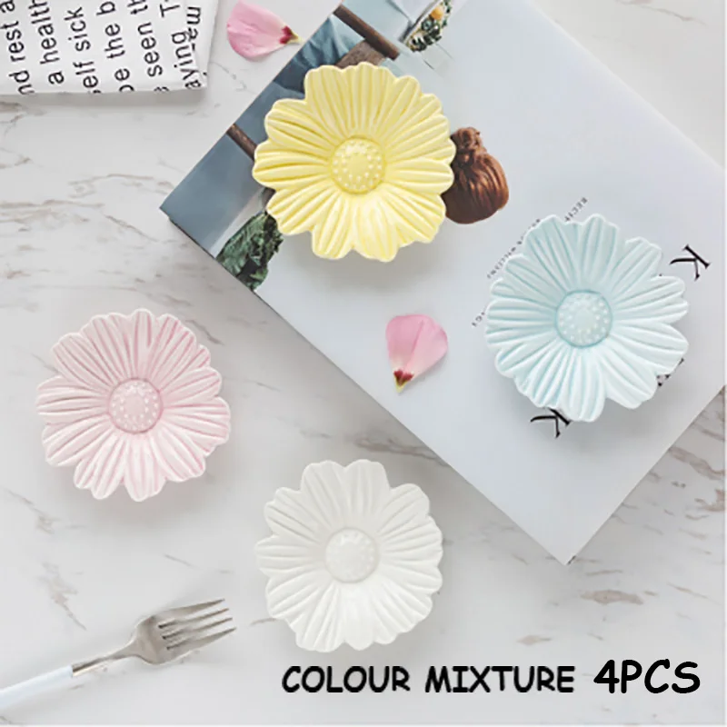 colour mixture Керамическая тарелка, обеденный поднос, соус, блюдо, десертная тарелка, рождественские тарелки, мини-тарелка для цветов, поднос для еды, Vajillas Platos, 1 комплект/4 шт - Цвет: colour mixture