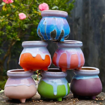 

Feed Bottle Shape Vase Herb Plants Bonsai Pot Flower Indoor for Garden Flore Pot Ceramic Succulent Plant Flower Pot