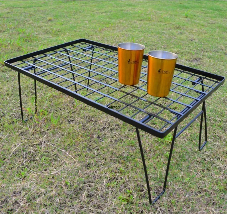  Outdoor Camping Steel Net Table Kitchen Table Can Be Stacked Folding Table Multi-layer Storage Rack