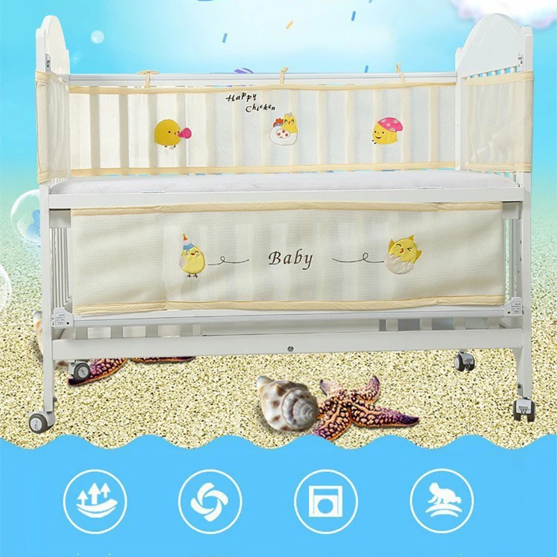 Дышащие сетчатые летние детские постельное белье-Бампер анти-столкновения кроватки съемная подкладка детская кроватка наборы кровать вокруг протектора безопасности рельса