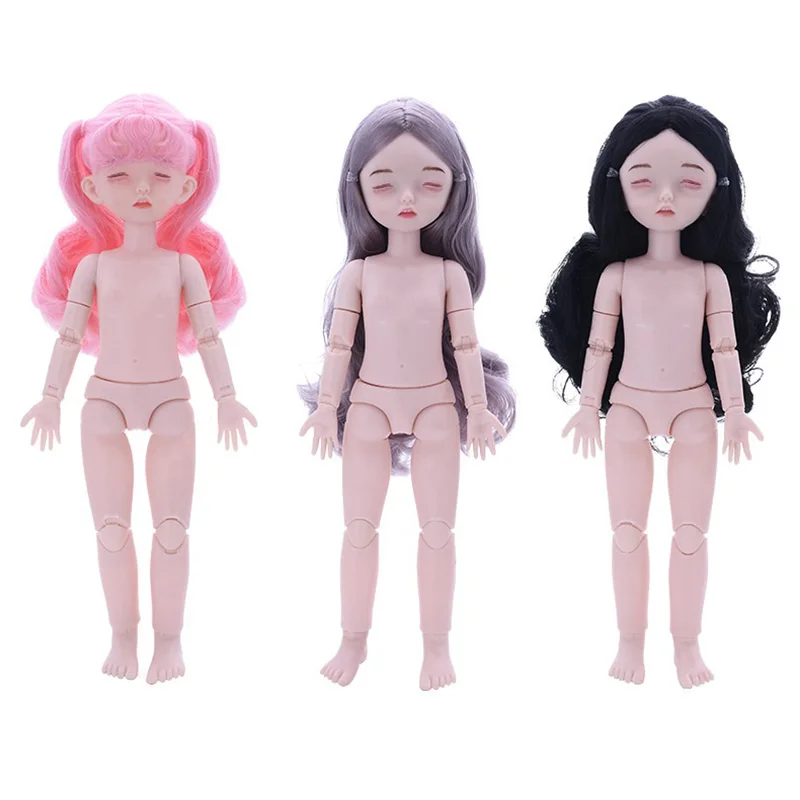 28 см спящие BJD куклы 20 подвижная шарнирная кукла BJD кукла для макияжа черный/розовый/коричневый парик волосы тело Nake DIY игрушки для девочек AT68