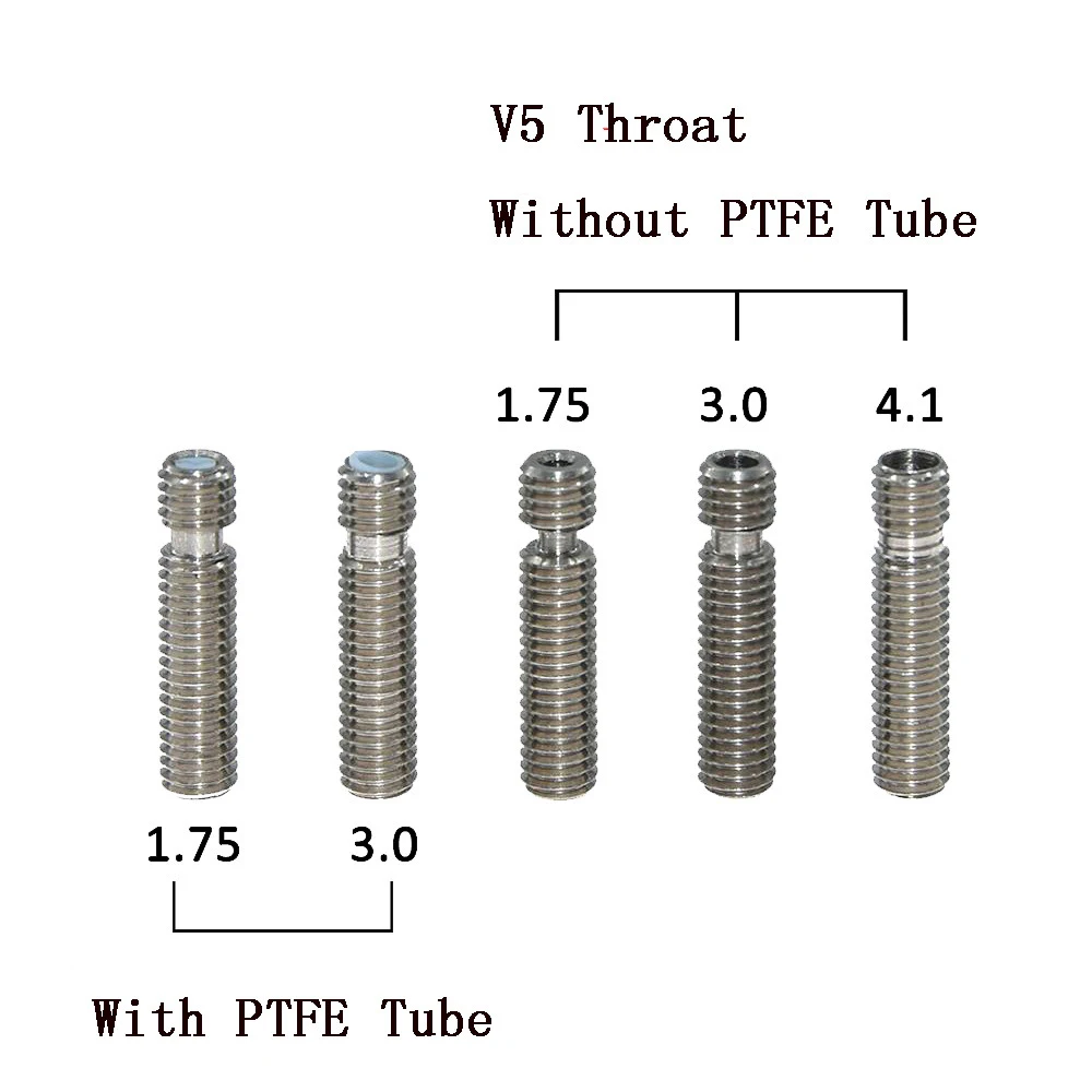 5 шт. Экструдер 3D V5 HeatBreak Hotend Throat M6 для филамента 1 75 мм цельнометаллический/с ПТФЭ