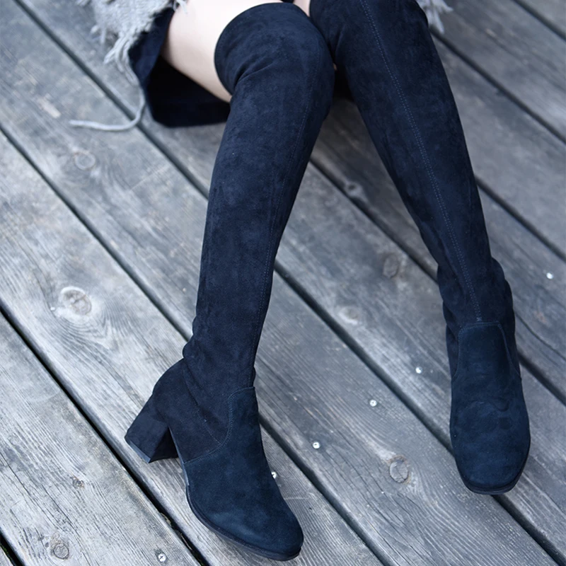 Artmu Original New High Heel High-knee Boots Slim Boots Comfortable Handmade Black Women Boots Slip-on Long Boots 1901-1