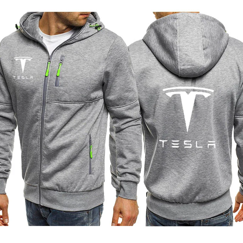 Мужская Новая толстовка с капюшоном и логотипом Tesla, Повседневная Толстовка с капюшоном в стиле хип-хоп Харадзюку с длинными рукавами, куртка на молнии с капюшоном, мужская одежда - Цвет: 5