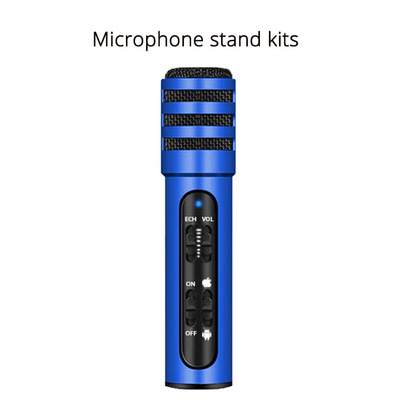 Blue Для компьютера игра для мобильного телефона живая Беспроводная система караоке конденсаторный микрофон Встроенная звуковая карта Микрофон оборудование аксессуары - Цвет: Blue