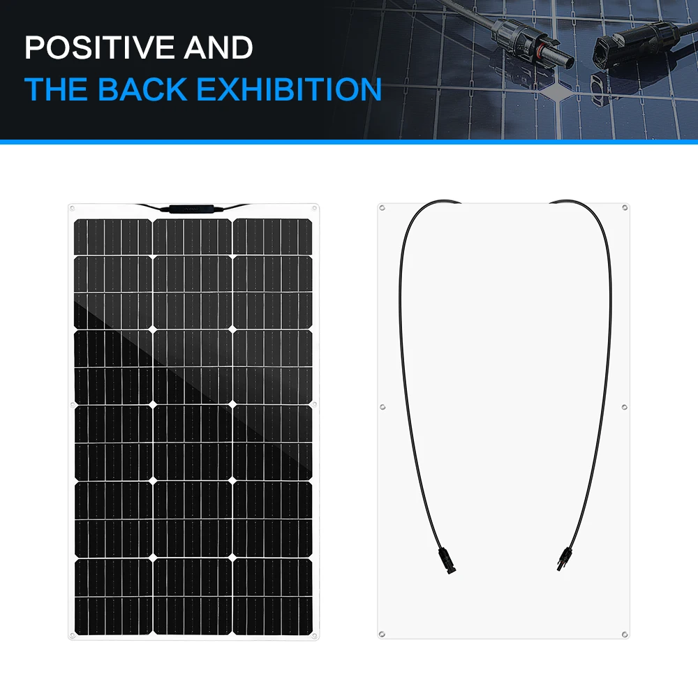 1000W Solar Panel Flexible Monocrystalline Solar Cells 1~10PCS 100 Watt PV Module 12V 24V Photovoltaic Off Grid System 200w 300w