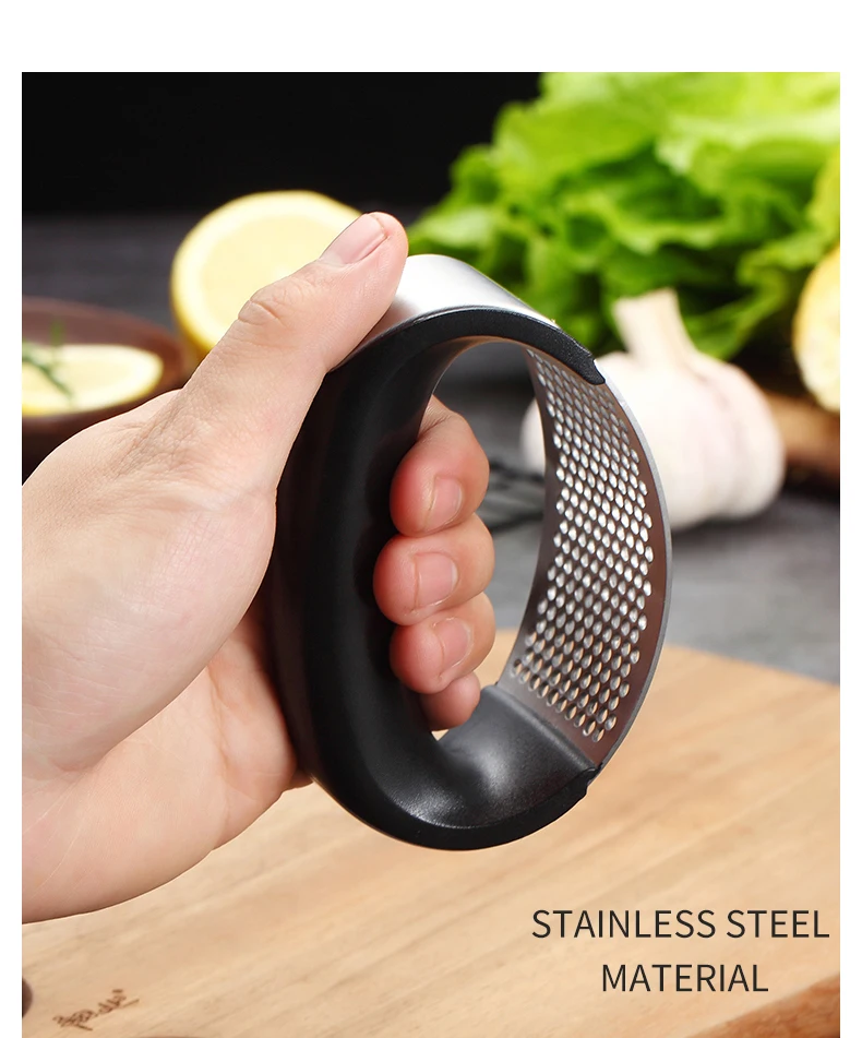 

New Portable Stainless Steel Garlic Press Manual Garlic Grinder Grater Ginger Press Kitchen Accessories Garlic Chopper Crusher