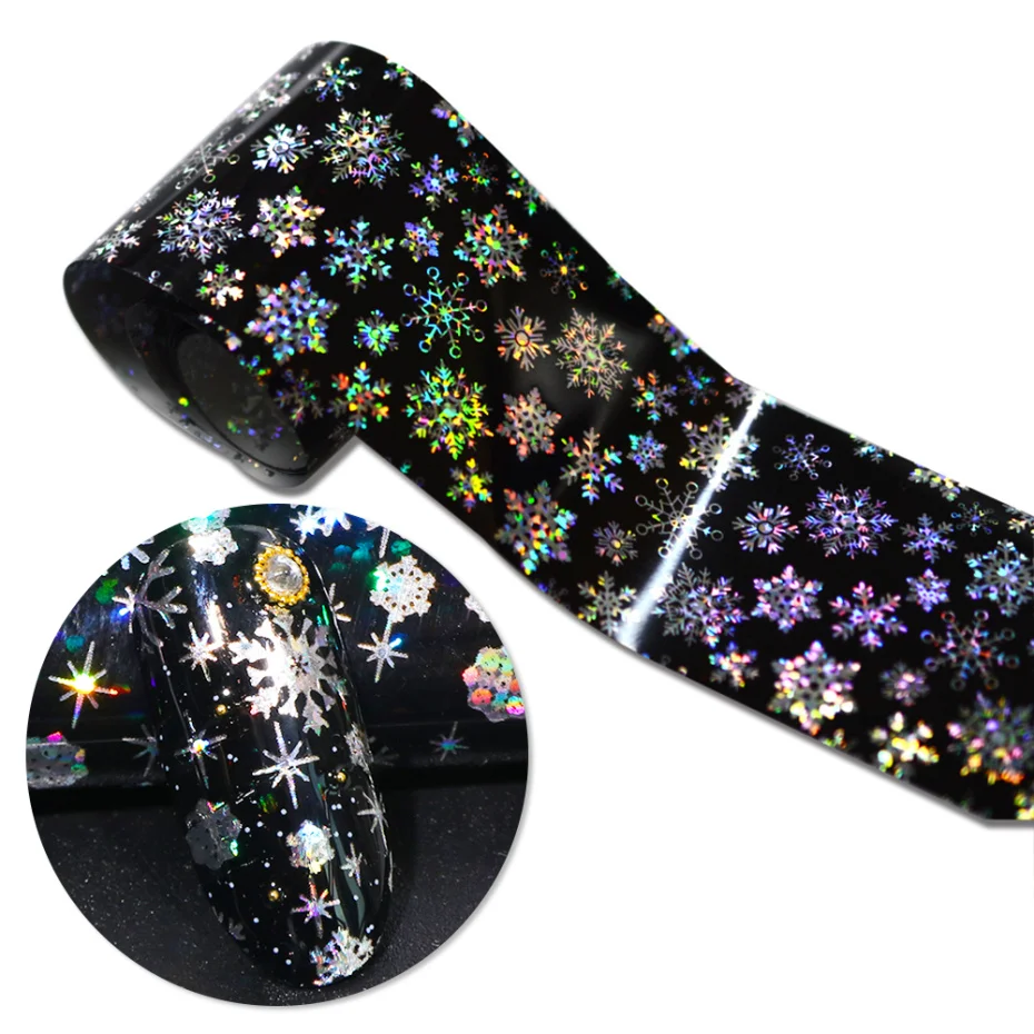 5pcs Christmas Nails Foils Stickers Holo Snowflake Starry Paper Stripe Sliders for Nail Art Decor Full Wraps Foil Set LA751-1