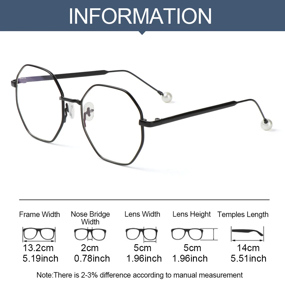 blue light reading glasses Irregular Anti-Blue Light Glasses Unisex Retro Vintage Ultra Light Polygon Pearl Metal Frame Vison Care Computer Gaming Glasses anti blue light glasses