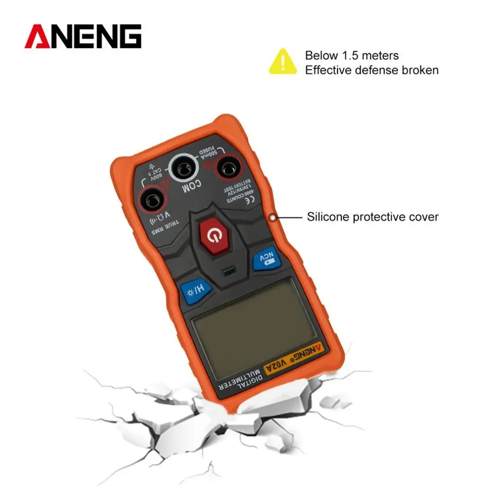 Aneng V02A мультиметр для передачи данных Ncv цифровой ЖК-дисплей Ac/Dc вольтметр Авто Диапазон диодное Сопротивление Частота Емкость Тестер