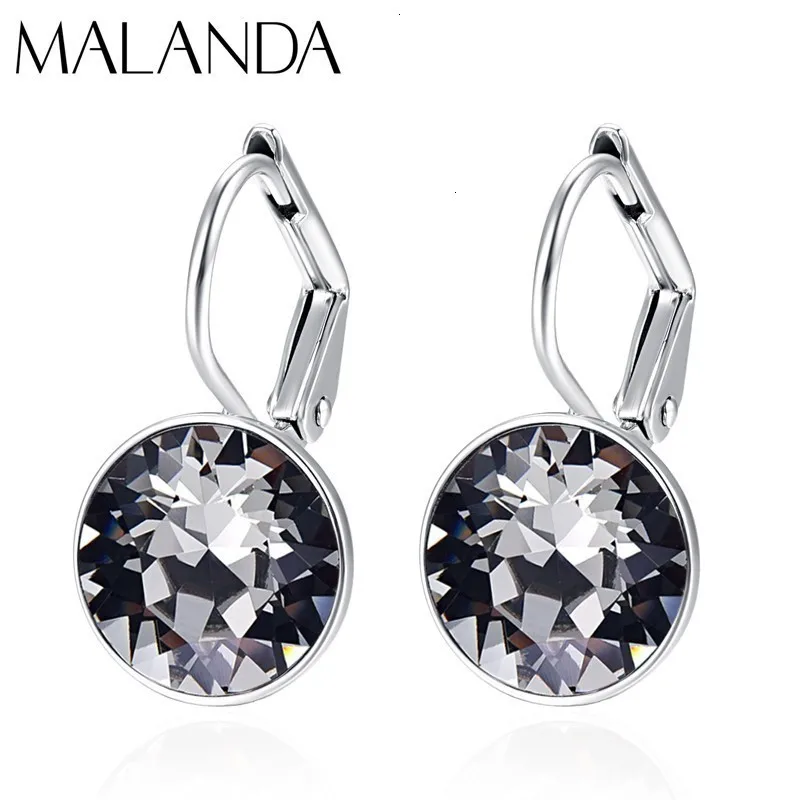 Маленькие женские серьги-гвоздики Bella с кристаллами Swarovski, новые модные круглые серьги серебряного цвета, свадебные украшения, подарок для девочки - Окраска металла: Black diamon