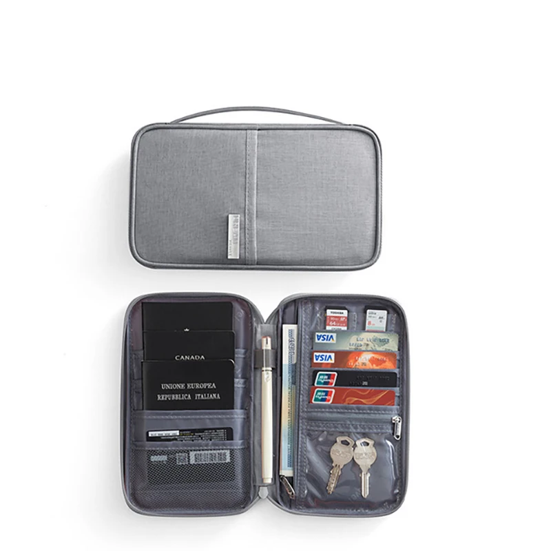 Новая многофункциональная дорожная сумка для хранения паспорта, переносная посылка для документов, органайзер, пылезащитная Кредитная посылка, дорожная сумка на молнии - Цвет: Small(Gray)