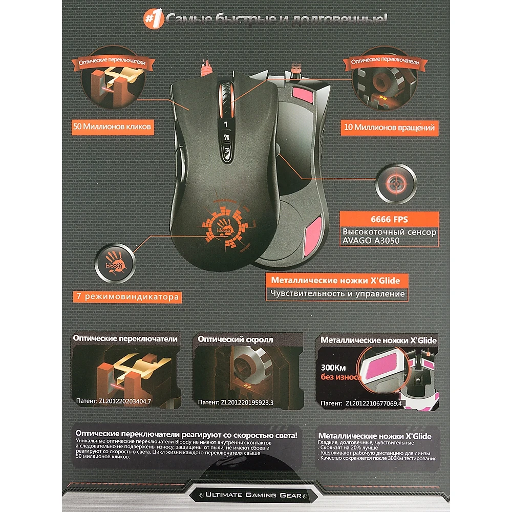 Мышь A4 Bloody A91 Blazing черный оптическая(4000dpi) USB2.0(8but
