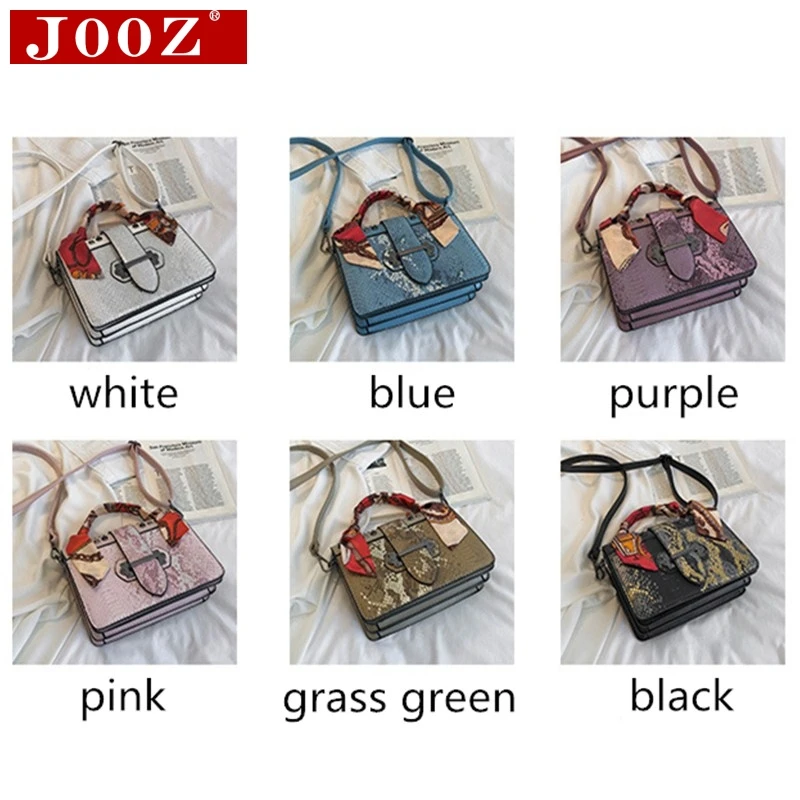 JOOZ Новая женская сумочка, роскошная, Змеиный узор, элегантная женская сумка на плечо с шарфом из искусственной кожи, сумка через плечо с квадратной цепочкой