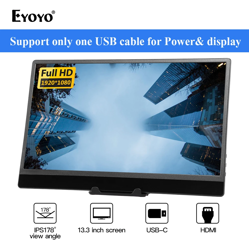 Eyoyo 13 3 Em13rs 1080p Portable Fhd Hdr Gaming Monitor Usb C Hdmi Second Screen For Laptop Pc Phone Ps3 4 Switch Wii U Display Lcd Monitors Aliexpress