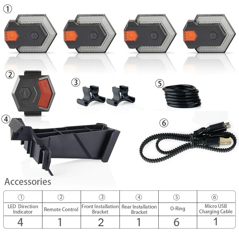 Clignotants avant et arrière pour vélo, avec télécommande sans fil