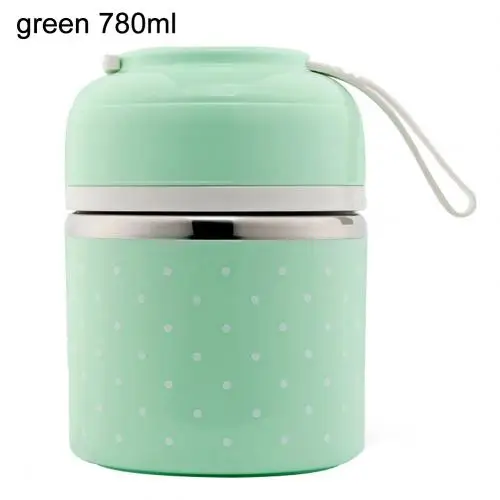 Green 780ml Милый японский термальный Ланч-бокс герметичный из нержавеющей стали Bento box детский портативный контейнер для еды для пикника и школы - Цвет: Green 780ml