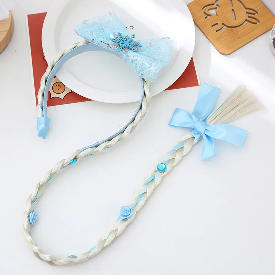 Little Girls Blonde Cosplay Weaving Princess Braid Tangled Rapunzel Headband Hair Elsa Accesorries Girl Wig accessoriesdiy baby 