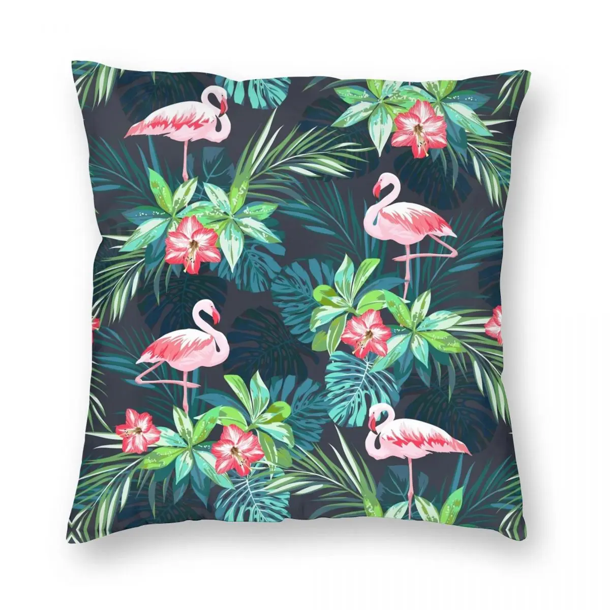 

Bright Flamingos Square Pillowcase Polyester Linen Velvet Pattern Zip Decor Throw Pillow Case Home Cushion Cover Wholesale