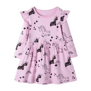 

Jumping Meters New Arrival Princess Unicorns Girls Dresses Autumn Spring Baby Clothes Cotton Tutu Party Kids Long Sleeve Dresses