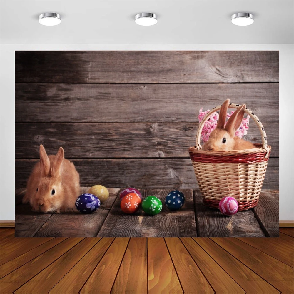 

Yeele Spring Easter Eggs Wood Board Floor Rabbit Baby Portrait Backdrop Vinyl Photography Background For Photo Studio Photocall