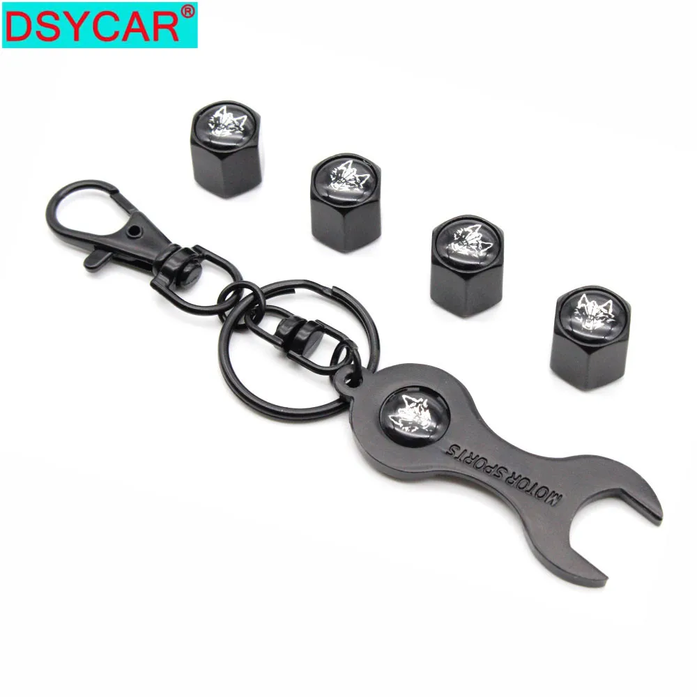 

DSYCAR 1Set Zinc Alloy Anti-theft Car Wheel Tire Valve Stem Caps Air+ Wrench Keychain Auto Car Accessories Wheels Tires Parts