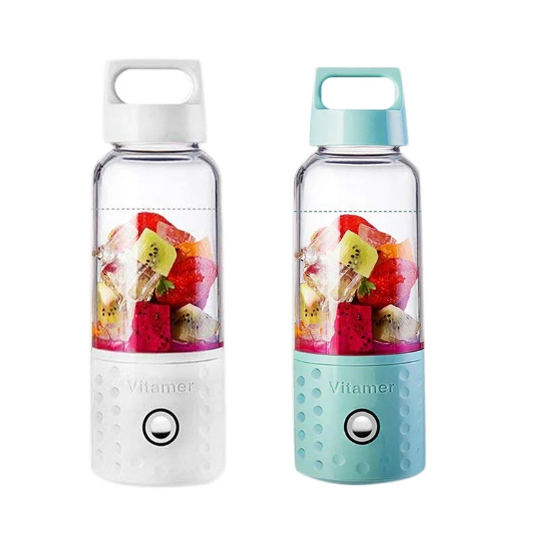 

2 Pcs Portable Blender, Smoothie Blender USB Juicer Cup, 17Oz Fruit Mixing Machine with 4000MAh Rechargeable Batteries, Detachab