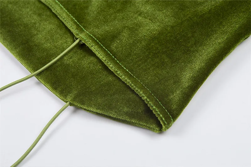 ArtSu зеленый бархат женский короткий соблазнительный ремень с плечом Camis открытая спина короткий топ Camisole уличная ASVE20458