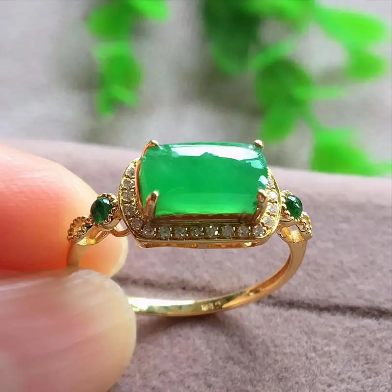 Buy Green Stone Diamond Ring 18 KT yellow gold (2.79 gm). | Online By  Giriraj Jewellers