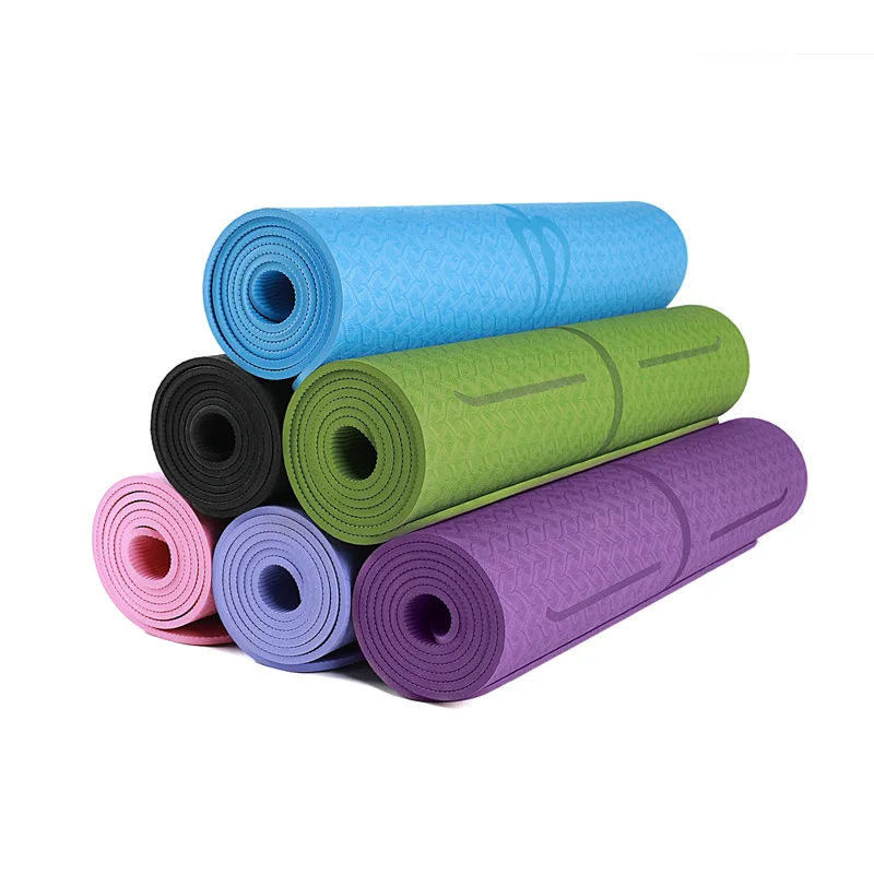 

TPE Fitness Yoga Mat Tasteless Anti-slip with Position Line Beginer Environmental Fitness Gymnastics Mats 1830*610*6mm