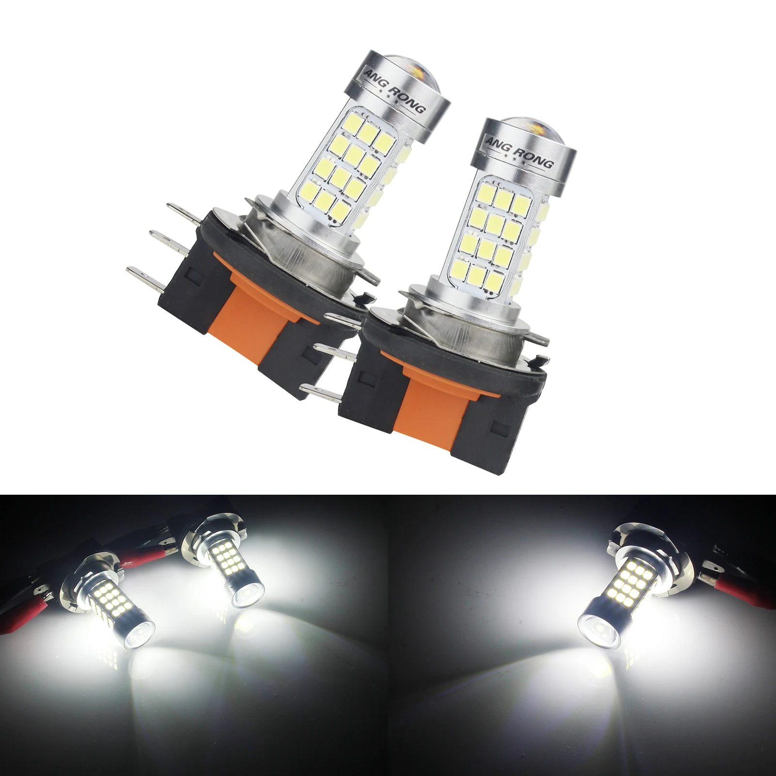 ANGRONG 2x H15 64176 чипы ламп 54 SMD светодиодные дневные ходовые огни DRL ксенон