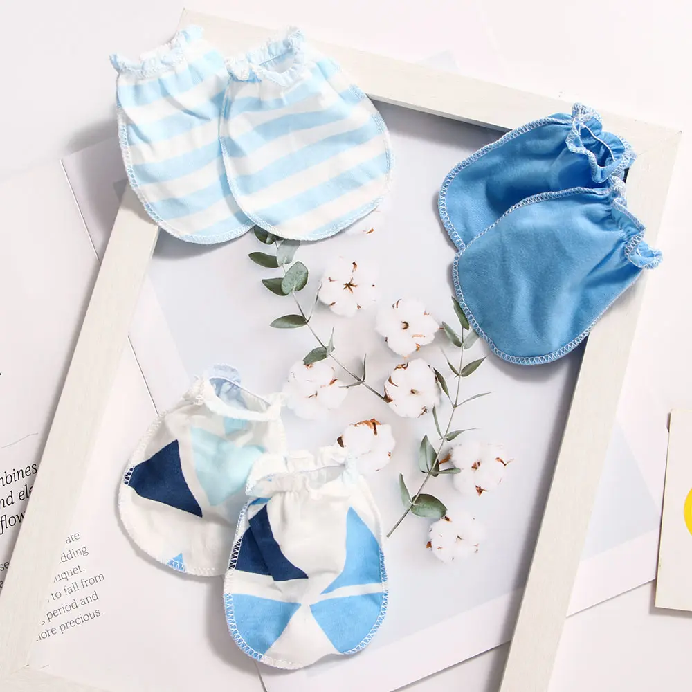 light blue 3 пары, модные детские перчатки против царапин, детские защитные хлопковые перчатки для лица, мягкие варежки-царапки - Цвет: light blue