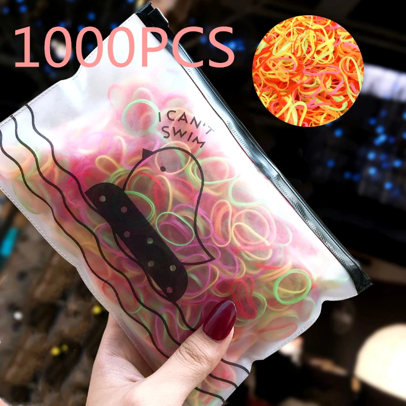 500/1000 сумка, держатель для хвоста, эластичные резинки для волос для малышей, резинки, одноразовые резинки, резинки, аксессуары для девочек, повязка на голову - Цвет: BKD7