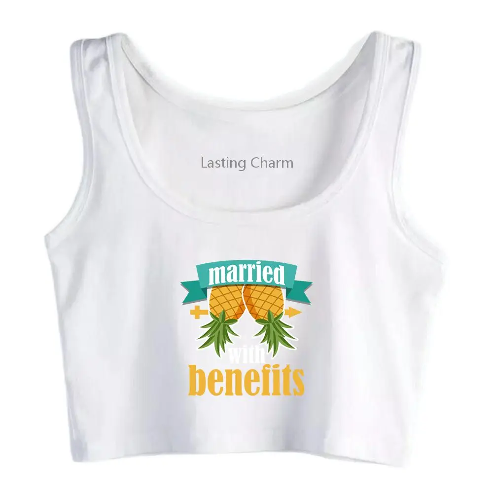 Pineapple Swinger Cheating Couple Swinging Sex Tank Top Womens Summer Round Neck Cotton Leisure Fitness Crop Top