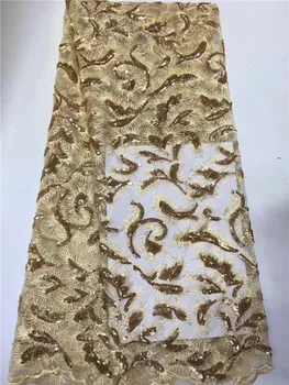 

High quality sequence Nigerian french net tulle lace fabrics wedding embroidered Swiss guipure organza mesh African sequins lace