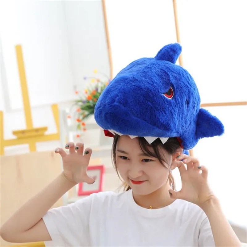 Cartoon Blue Shark Hat Halloween Masquerade Cosplay Prop Dress Up Fashion Plush Toy Headgear Gift