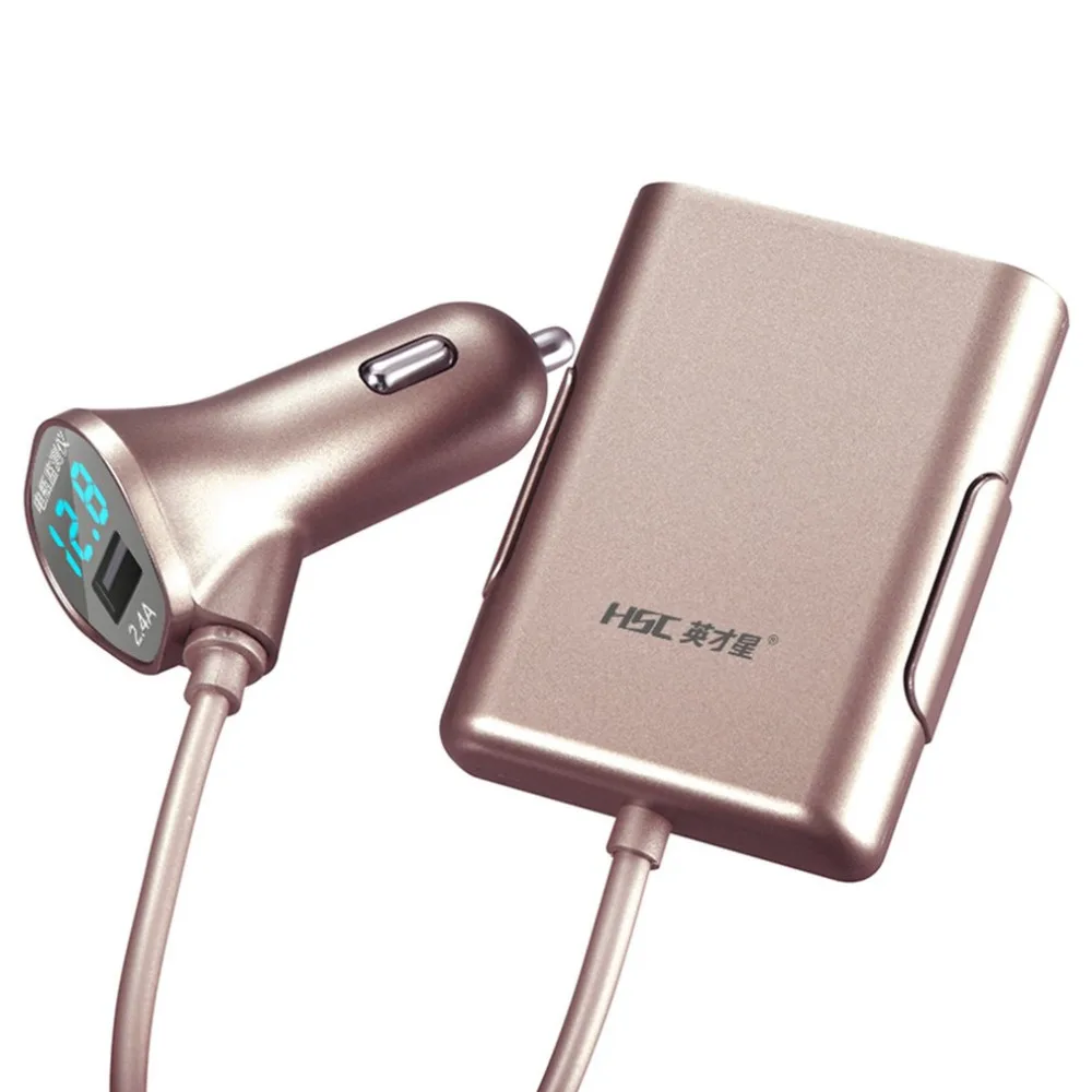HSC зарядное устройство 4.8A 3 Порты и разъёмы удлинитель USB кабель, зарядное устройство для автомобиля универсальный автомобильный передний и задний зарядное устройство для сидения с Напряжение обнаружения
