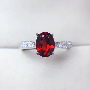 

Per jewelry Natural real red garnet oval ring Free shipping 925 sterling silver 5*7mm 1ct gemstone Fine jewelry Q911136