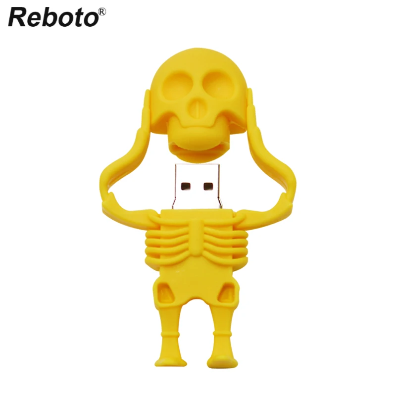 Cartoon USB Flash Drive 64GB 32GB 16GB 8GB Skull Skeleton Memory Stick U Stick Flash Disk Mini Key Pendrive Creative Gift