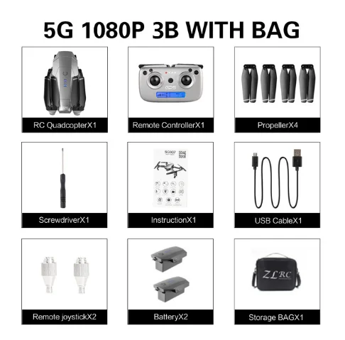 5G 1080P 3B BAG SG907 gps Дрон с камерой регулировки 4K HD 180 ° Широкий угол 5G wifi FPV RC Квадрокоптер Профессиональный складной дроны - Цветной: 5G 1080P 3B BAG
