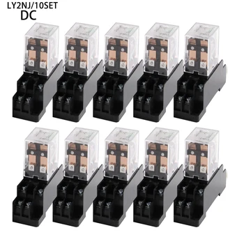 

Free Shipping new pattern 10Pcs 12V 24V DC 110V 220V AC Coil Power Relay LY2NJ DPDT 8 Pin HH62P JQX-13F With Socket Base OK