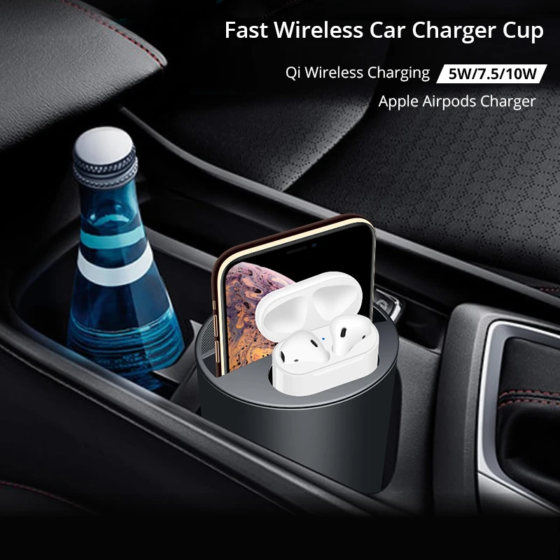 

X9A Car Fast Wireless Charger 2-in-1 Car Wireless Charging Cup Wireless Charging Car Holder for iPhone XsMaxXr8 Samsung S10S9