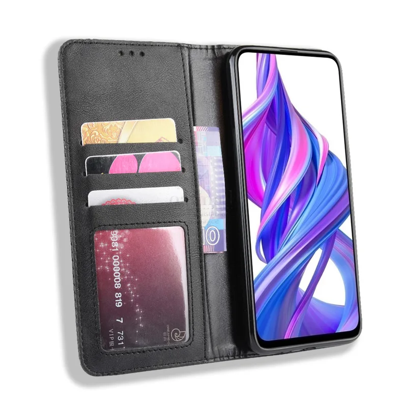 Для huawei Honor 9X/9X pro Чехол-книжка бумажник винтажный тонкий магнитная кожа флип-чехол Подставка для карт мягкий чехол роскошные сумки для телефона
