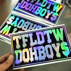 Autocollants 3D holographiques destructibles de coquille d'œuf Emily, claquettes de toute taille et couleur avec découpe 