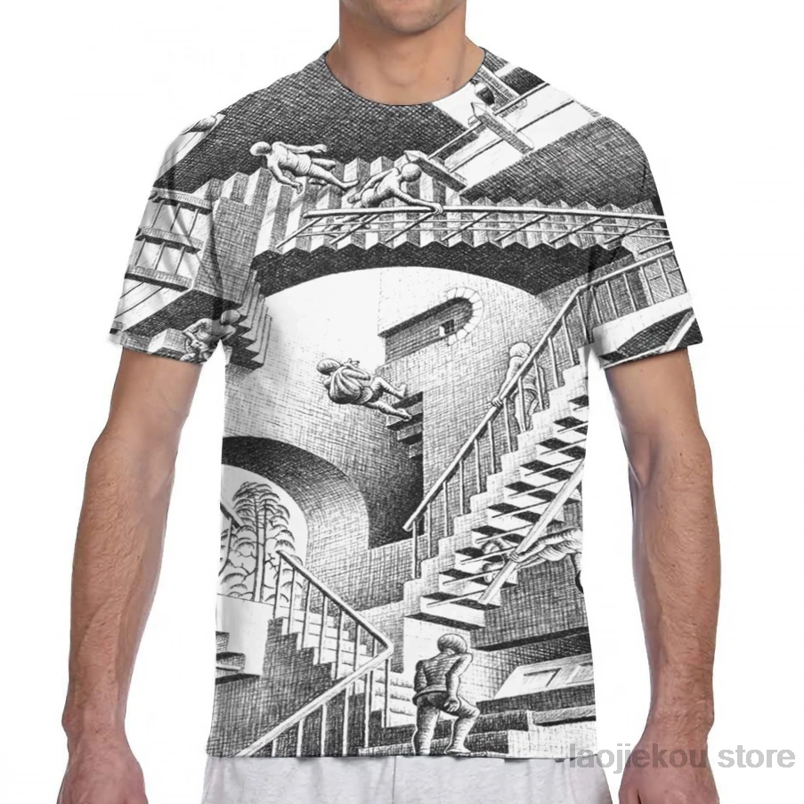 

Escher Staircases men T-Shirt women all over print fashion girl t shirt boy tops tees summer Short Sleeve tshirts