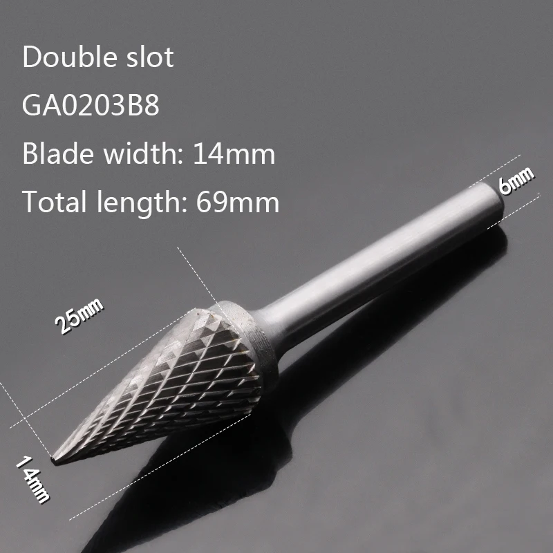 Double slot 14mm Сплав Вольфрамовая сталь деревообрабатывающая резьба головка жесткая сталь вращающийся расточной резак M Тип конический наконечник двойной паз - Цвет: Double slot 14mm