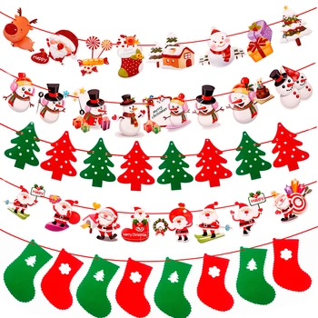 

2M Hang Garland Christmas Decoration For Home 2020 Christmas Ornaments Santa Snowman Noel Flags Christmas Garland New Year 2021