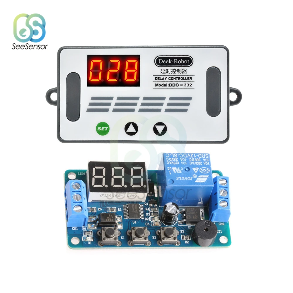 

DDC-332 Delay Controller DC 12V LED Digital Time Delay Relay Trigger Cycle Timer Delay Switch Timing Control Module with Buzzer