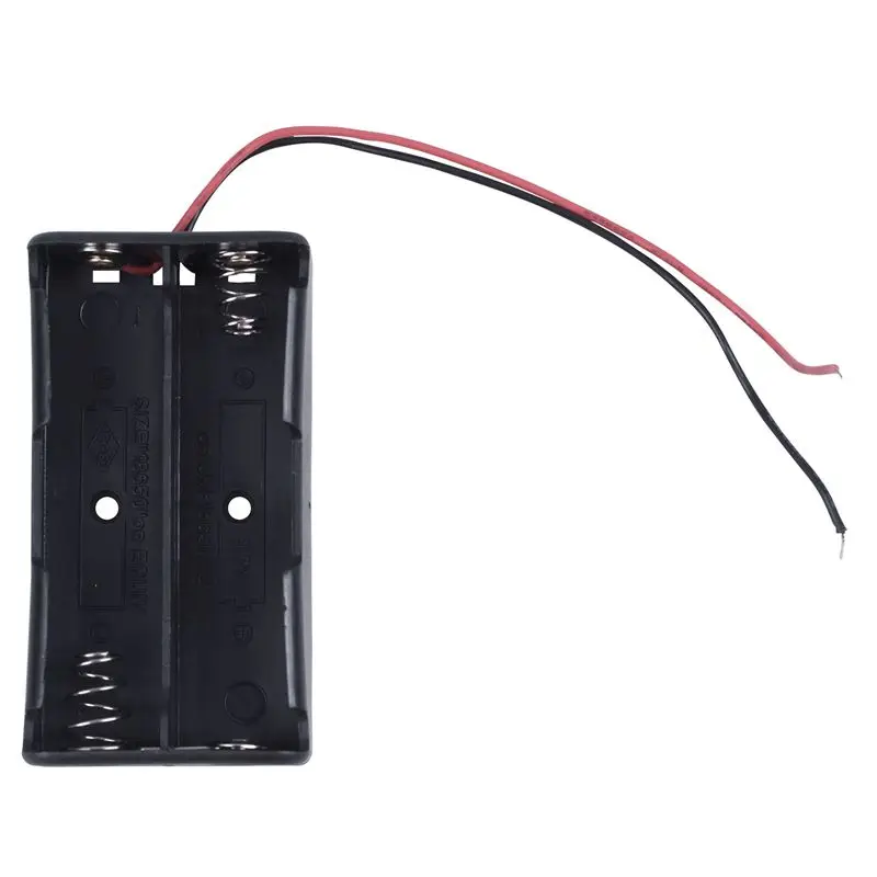 

Black 2 x 3.7V 18650 Pointed Tip Batteries Battery Holder Case w Wire Leads