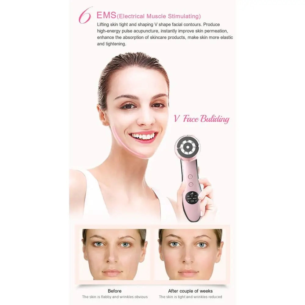 

Beauty Instrument Ultrasonic Vibration Cleansing Instrument Iontophoresis Instrument LED Skin Rejuvenation Instrument